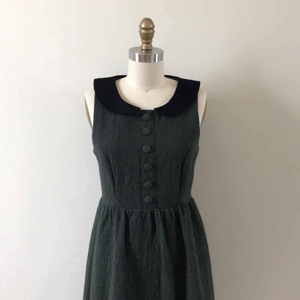 Esley Green Peter Pan Collar Sleeveless Dress